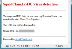 SquidClamAV: clwan.cgi のウィルス検出メッセージ