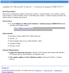 SPAM: Microsoft Outlook Critial Update